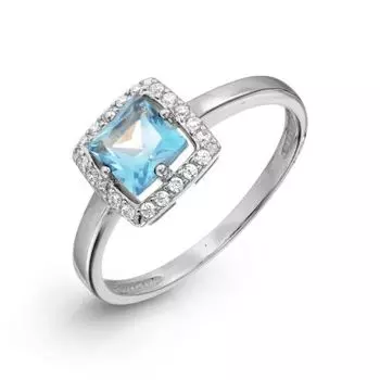 Кольцо с топазом и фианитами Линии Любви