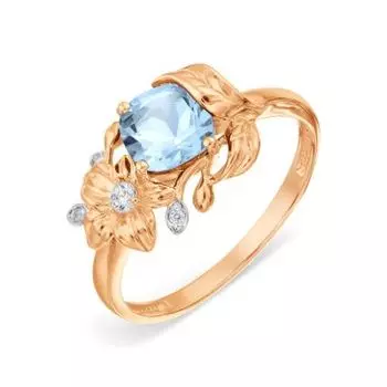 Кольцо с топазом и фианитами Линии Любви