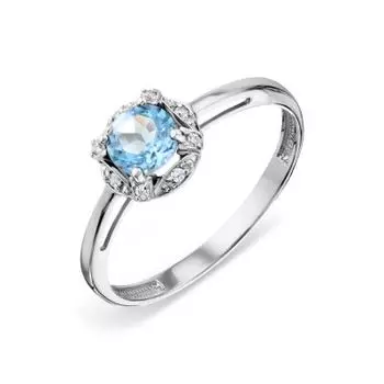 Кольцо с топазом и фианитами Линии Любви