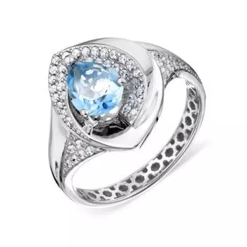Кольцо с топазом и фианитами Линии Любви
