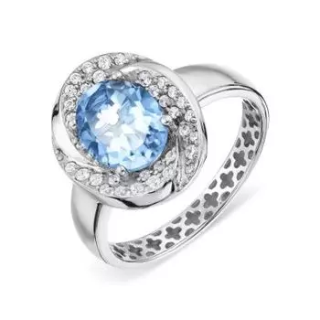 Кольцо с топазом и фианитами Линии Любви