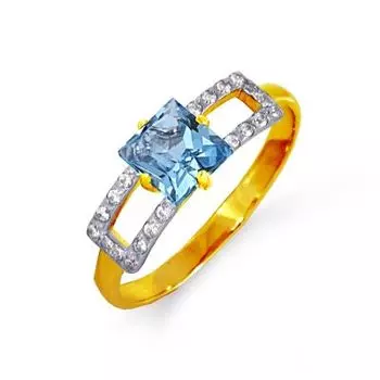 Кольцо с топазом и фианитами Линии Любви