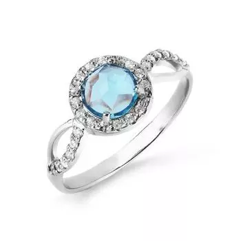 Кольцо с топазом и фианитами Линии Любви