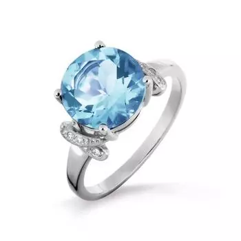 Кольцо с топазом и фианитами Линии Любви