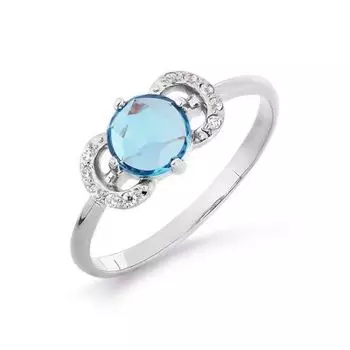 Кольцо с топазом и фианитами Линии Любви