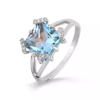 Кольцо с топазом и фианитами Линии Любви