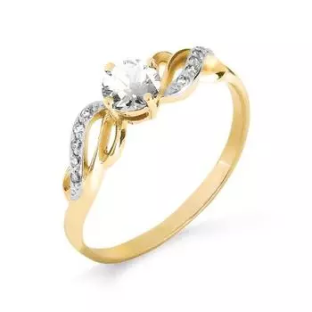 Кольцо с топазом и фианитами Линии Любви