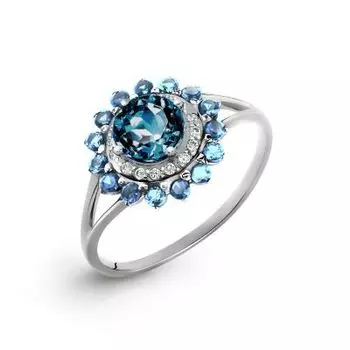 Кольцо с топазом и фианитами Линии Любви