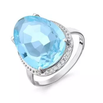 Кольцо с топазом и фианитами Линии Любви