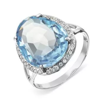 Кольцо с топазом и фианитами Линии Любви