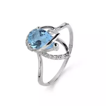 Кольцо с топазом и фианитами Линии Любви