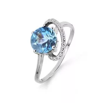 Кольцо с топазом и фианитами Линии Любви