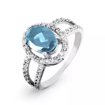 Кольцо с топазом и фианитами Линии Любви