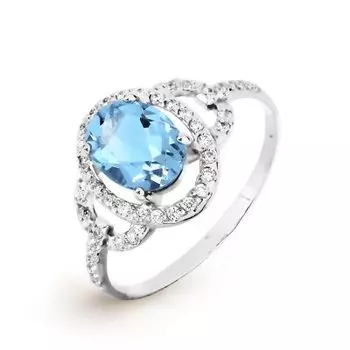 Кольцо с топазом и фианитами Линии Любви