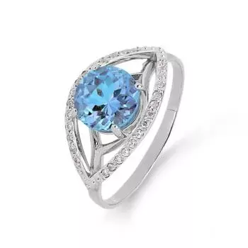 Кольцо с топазом и фианитами Линии Любви