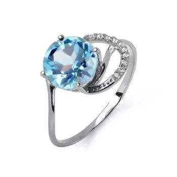 Кольцо с топазом и фианитами Линии Любви