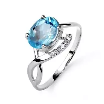Кольцо с топазом и фианитами Линии Любви