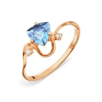 Кольцо с топазом и фианитами Линии Любви