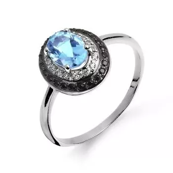 Кольцо с топазом и фианитами Линии Любви