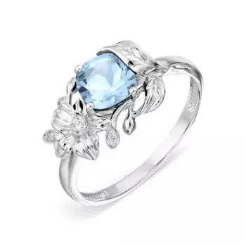 Кольцо с топазом и фианитами Линии Любви