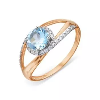 Кольцо с топазом и фианитами Линии Любви