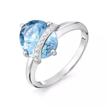 Кольцо с топазом и фианитами Линии Любви