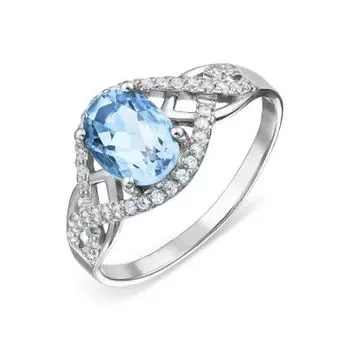 Кольцо с топазом и фианитами Линии Любви