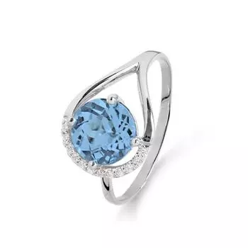 Кольцо с топазом и фианитами Линии Любви