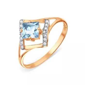 Кольцо с топазом и фианитами Линии Любви