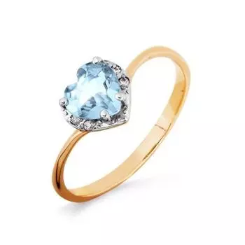 Кольцо с топазом и фианитами Линии Любви