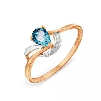 Кольцо с топазом и фианитами Линии Любви