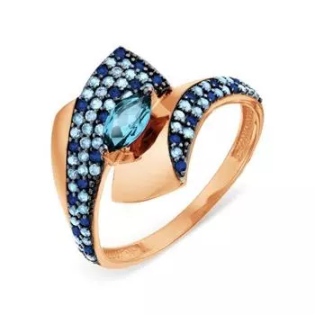 Кольцо с топазом и фианитами Линии Любви