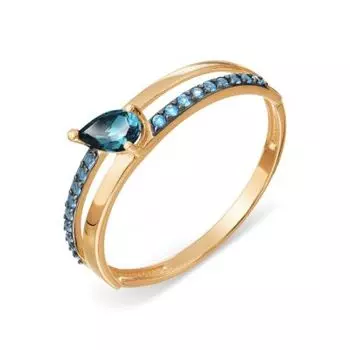 Кольцо с топазом и фианитами Линии Любви