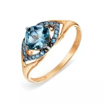 Кольцо с топазом и фианитами Линии Любви