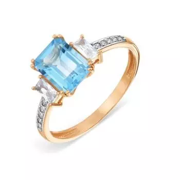 Кольцо с топазом и фианитами Линии Любви