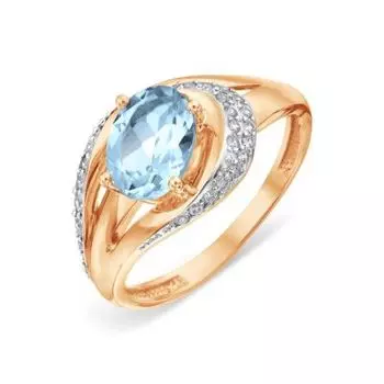 Кольцо с топазом и фианитами Линии Любви