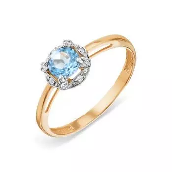 Кольцо с топазом и фианитами Линии Любви