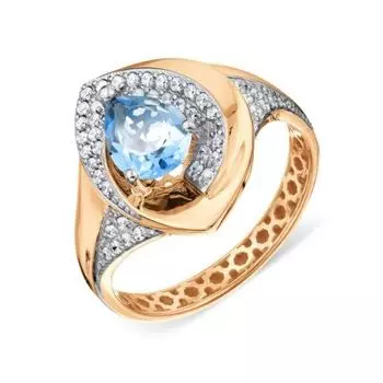 Кольцо с топазом и фианитами Линии Любви