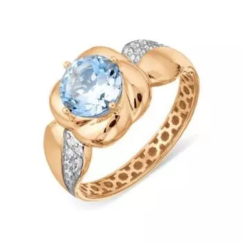 Кольцо с топазом и фианитами Линии Любви