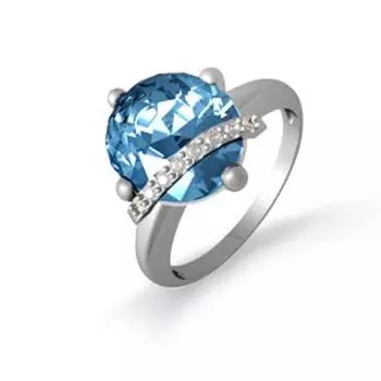 Кольцо с топазом и фианитами Линии Любви