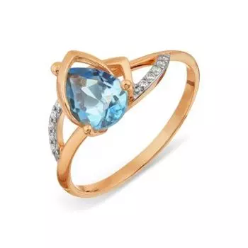 Кольцо с топазом и фианитами Линии Любви
