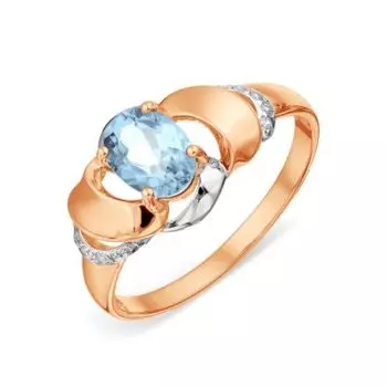 Кольцо с топазом и фианитами Линии Любви