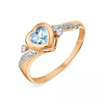 Кольцо с топазом и фианитами Линии Любви
