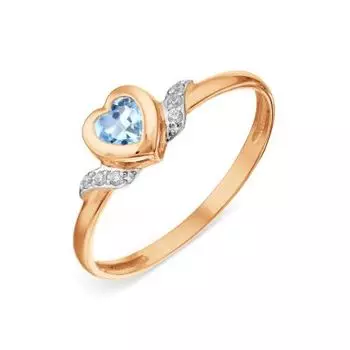 Кольцо с топазом и фианитами Линии Любви