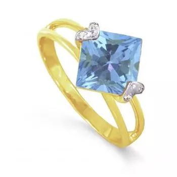 Кольцо с топазом и фианитами Линии Любви