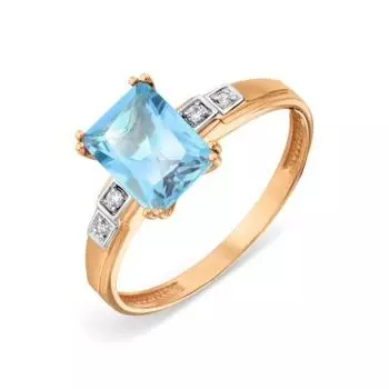 Кольцо с топазом и фианитами Линии Любви