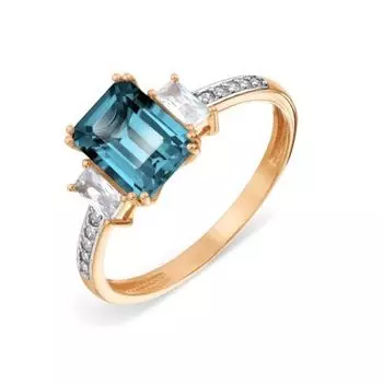 Кольцо с топазом и фианитами Линии Любви