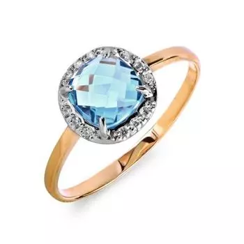 Кольцо с топазом и фианитами Линии Любви