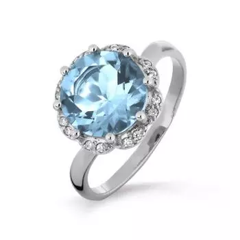 Кольцо с топазом и фианитами Линии Любви
