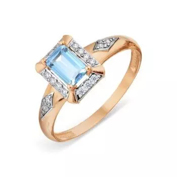 Кольцо с топазом и фианитами Линии Любви